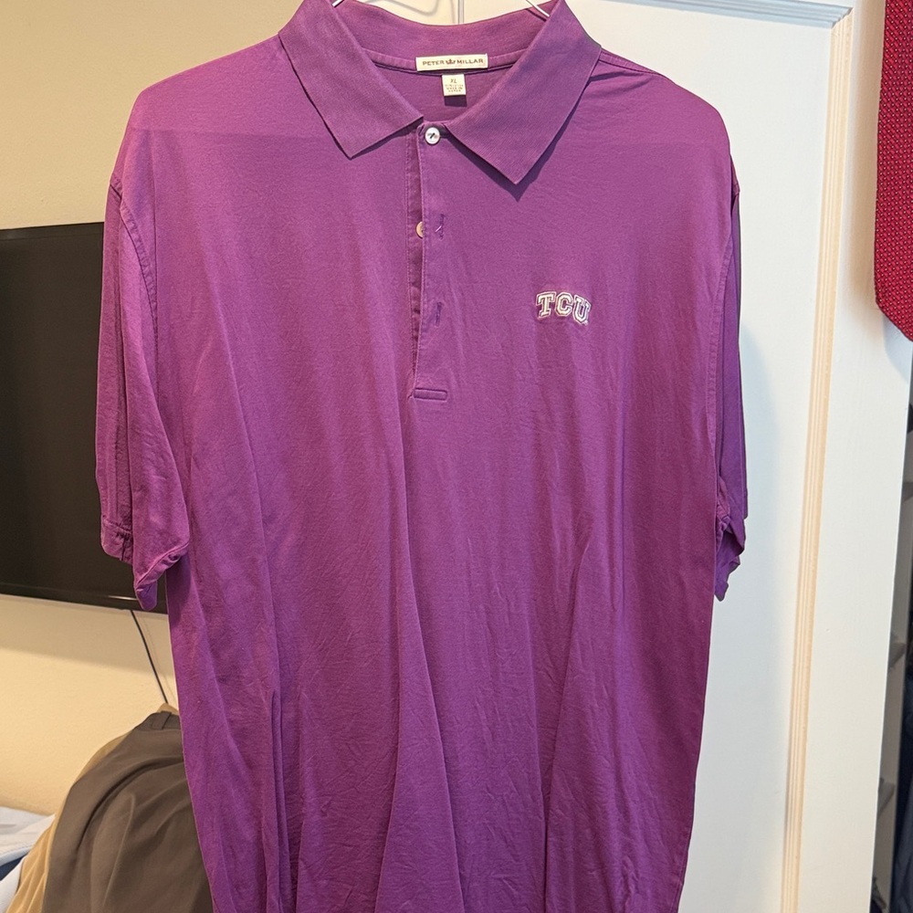 Purple PETER MILLAR TCU Polo Shirt ! GOOD CONDITION!